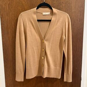 Tory Burch Simone Button-Up Cardigan in Camel - S